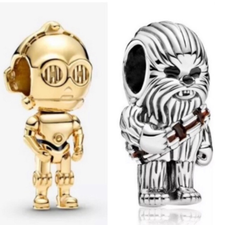 2 Disney Star Wars C-3po, Chewbacca Charm Bundle Set - 2 Charms